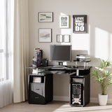 easycomfort easycomfort scrivania per computer moderna porta pc scrivania da ufficio in legno con cassetti mensola estraibile e porta tastiera 120x55x85cm nero