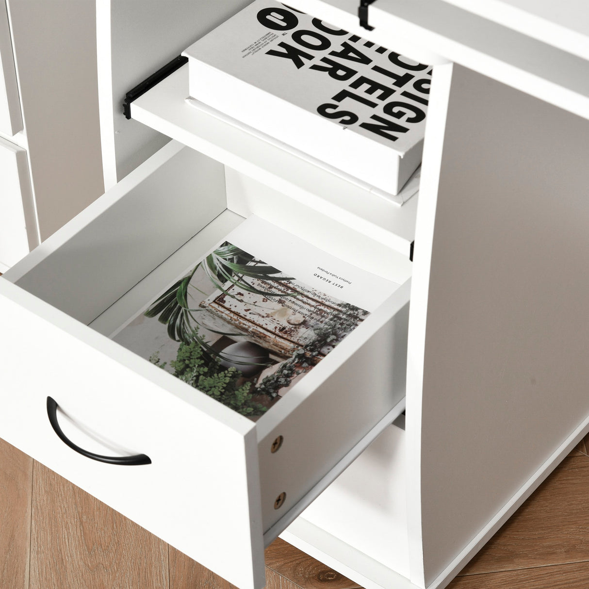 easycomfort easycomfort scrivania per pc con ripiano per tastiera e per monitor e 2 cassetti 120x55x85 cm bianca