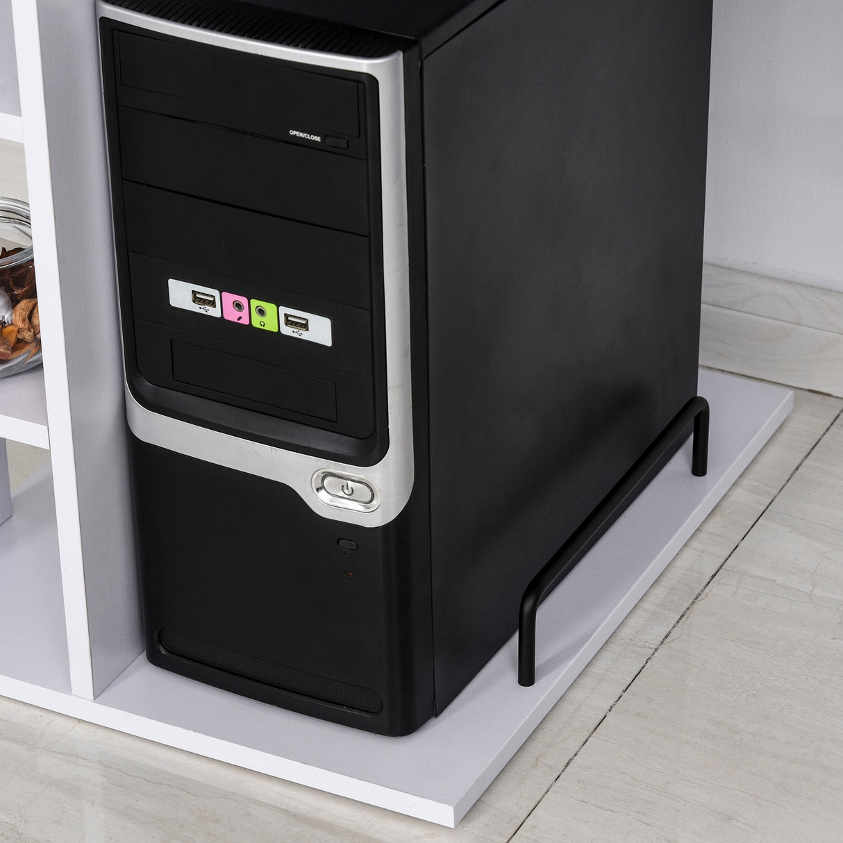 easycomfort easycomfort scrivania per pc ergonomica con mensole armadietto cassetto e piano tastiera estraibile bianca 120x60x74cm ean 8054111849340