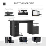 easycomfort easycomfort scrivania per computer moderna con cassetti ripiani e tastiera estraibile scrivania da ufficio per casa in legno nero 152x60x88cm ean 8054144130231