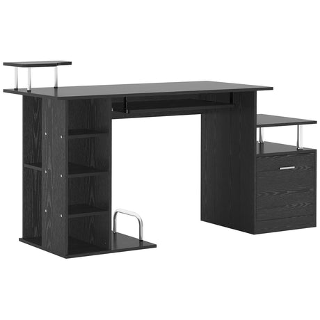 easycomfort easycomfort scrivania per computer moderna con cassetti ripiani e tastiera estraibile scrivania da ufficio per casa in legno nero 152x60x88cm ean 8054144130231