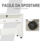 easycomfort easycomfort tavolo scrivania salvaspazio per camera e ufficio scrivania con cassetti e ruote postazione di lavoro doppia o singola 100x36x88cm bianco