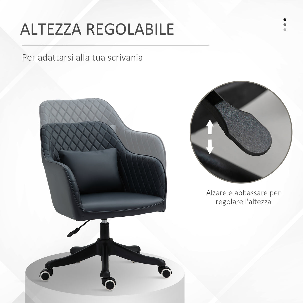 easycomfort easycomfort sedia ufficio ergonomica e regolabile in similpelle grigio scuro con 2 punti cuscino lombare massaggiante 57x70x78 86cm ean 8054144137742