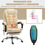 easycomfort easycomfort poltrona massaggiante ergonomica ad altezza regolabile con 6 punti vibranti 65x160x104 cm crema