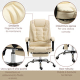 easycomfort easycomfort poltrona massaggiante ergonomica ad altezza regolabile con 6 punti vibranti 65x160x104 cm crema