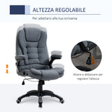 easycomfort easycomfort sedia da ufficio ergonomica reclinabile altezza regolabile e dondolamento poltrona girevole con ruote 65x72x110 120cm grigio