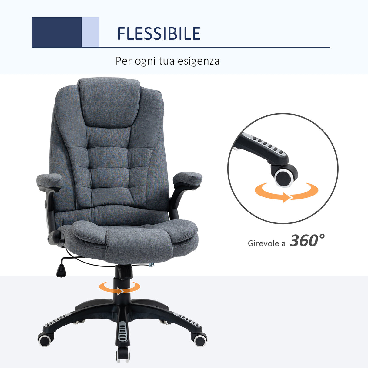 easycomfort easycomfort sedia da ufficio ergonomica reclinabile altezza regolabile e dondolamento poltrona girevole con ruote 65x72x110 120cm grigio