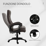 easycomfort easycomfort sedia da ufficio ergonomica sedia girevole con schienale alto e dondolo altezza regolabile e ruote 61 5x66x113 123cm marrone