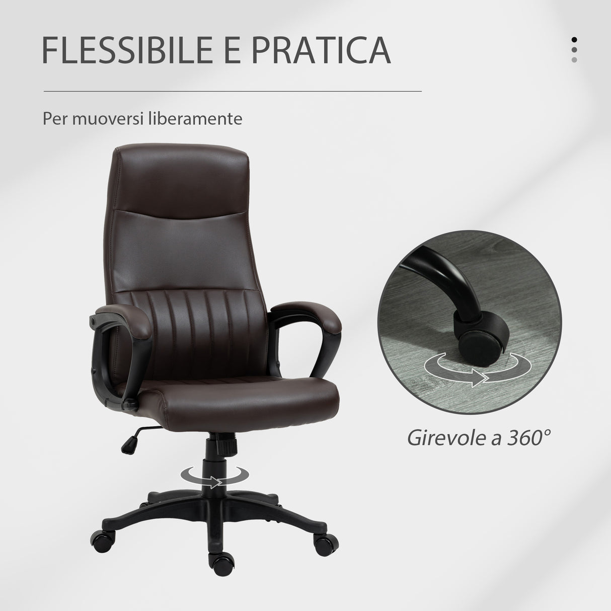 easycomfort easycomfort sedia da ufficio ergonomica sedia girevole con schienale alto e dondolo altezza regolabile e ruote 61 5x66x113 123cm marrone