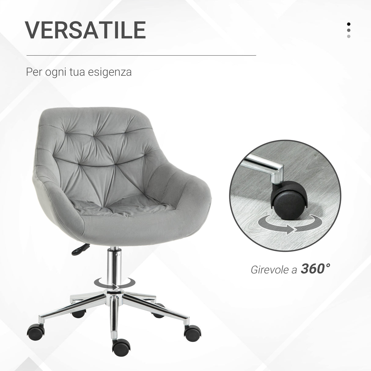 easycomfort easycomfort sedia da ufficio ergonomica girevole con altezza regolabile e ruote rivestimento in velluto grigio