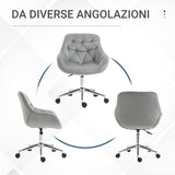 easycomfort easycomfort sedia da ufficio ergonomica girevole con altezza regolabile e ruote rivestimento in velluto grigio