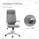 easycomfort easycomfort sedia da ufficio girevole con poggiatesta poltrona con altezza regolabile e funzione dondolo 63x65x112 120cm grigio chiaro