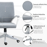 easycomfort easycomfort sedia da ufficio ergonomica altezza regolabile e funzione dondolo poltrona girevole con ruote 62x69x92 100cm grigio bianco