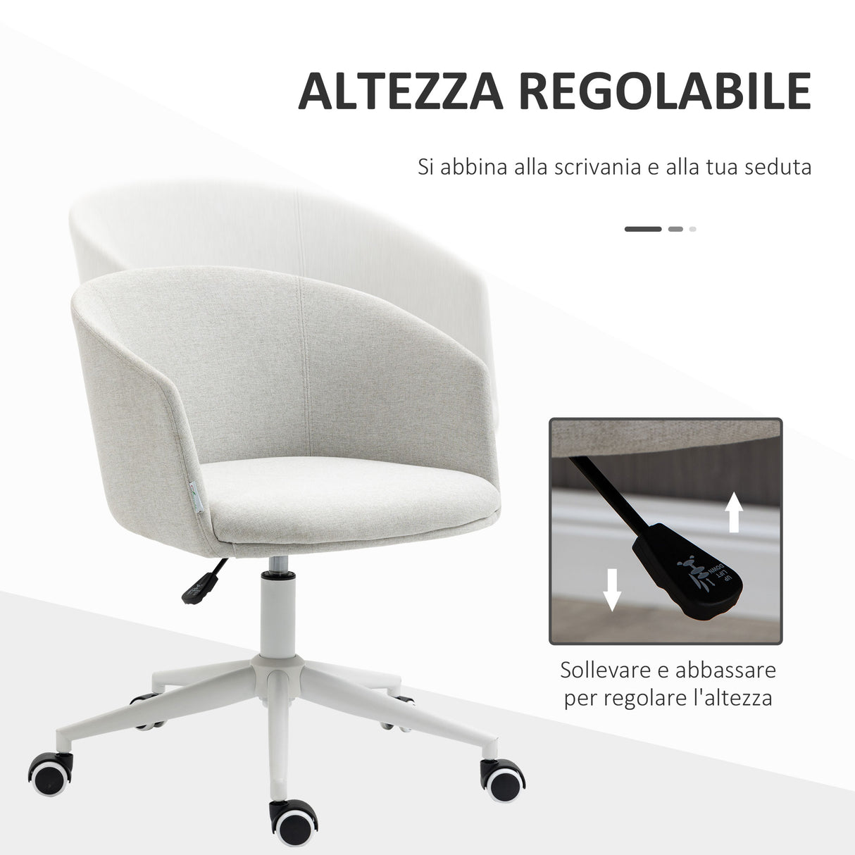 easycomfort easycomfort sedia da ufficio con altezza regolabile ruote e seduta girevole in tessuto grigio chiaro