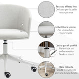 easycomfort easycomfort sedia da ufficio con altezza regolabile ruote e seduta girevole in tessuto grigio chiaro