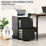 easycomfort easycomfort cassettiera ufficio con ruote schedario portadocumenti a 2 cassetti con serratura e 2 chiavi in acciaio 39x48x67cm nero