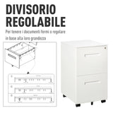 easycomfort easycomfort cassettiera ufficio con ruote schedario portadocumenti a 2 cassetti con serratura e 2 chiavi in acciaio 39x48x67cm bianco