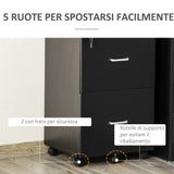 easycomfort easycomfort armadietto da ufficio con 2 cassetti e 5 ruote schedario in mdf e truciolato 43x45x72 cm nero
