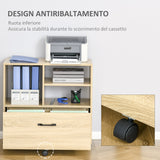 easycomfort mobile multiuso per ufficio porta stampante con 5 ruote e ripiano regolabile 77x40x73cm   legno