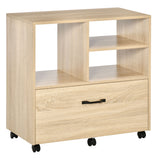 easycomfort mobile multiuso per ufficio porta stampante con 5 ruote e ripiano regolabile 77x40x73cm   legno