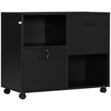 easycomfort easycomfort mobile da ufficio con 2 cassetti porta documenti e ripiani ruote con blocco 80x40x66cm nero