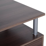 easycomfort easycomfort scrivania per computer da camera e ufficio con cassetto e scaffale in legno 152x60x88cm marrone ean 8054111843164