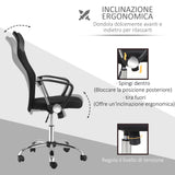 easycomfort easycomfort sedia ergonomica da ufficio girevole e dondolo con ruote altezza regolabile e schienale a rete 63x65x109 119cm nero