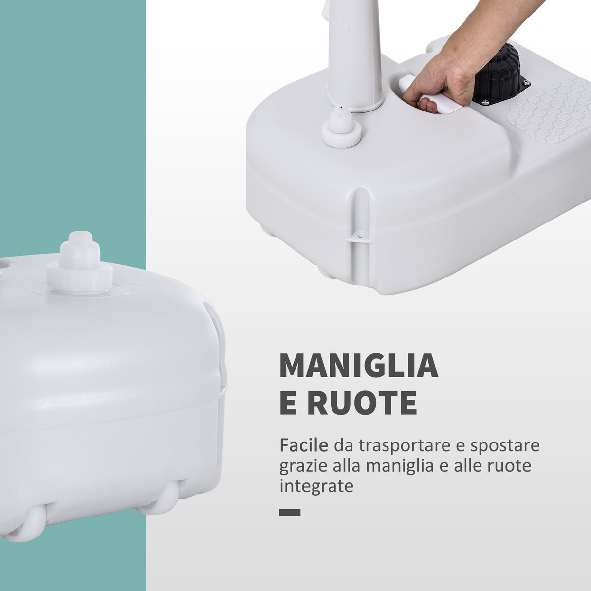 easycomfort easycomfort lavabo portatile da campeggio con 2 ruote maniglia serbatoio acqua 17l e serbatoio sapone 3.5l