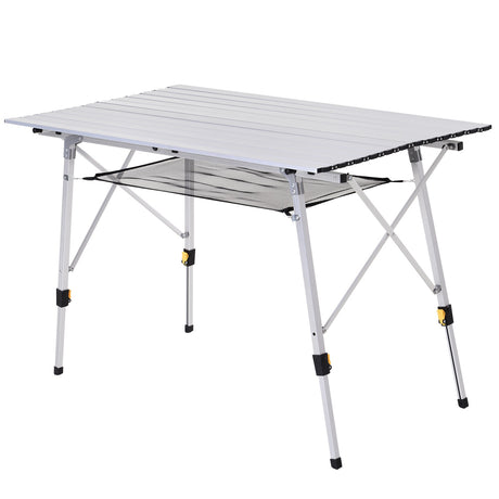 easycomfort easycomfort tavolo da pic nic pieghevole avvolgibile in alluminio con custodia 120 x 70cm