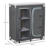 easycomfort easycomfort cucina da campeggio in alluminio con doppio armadietto 3 mensole e sacca di trasporto