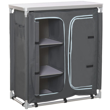 easycomfort easycomfort cucina da campeggio in alluminio con doppio armadietto 3 mensole e sacca di trasporto
