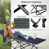 easycomfort lettino pieghevole da campeggio per adulti con cuscino e borsa trasporto 188x64.5x53cm blu