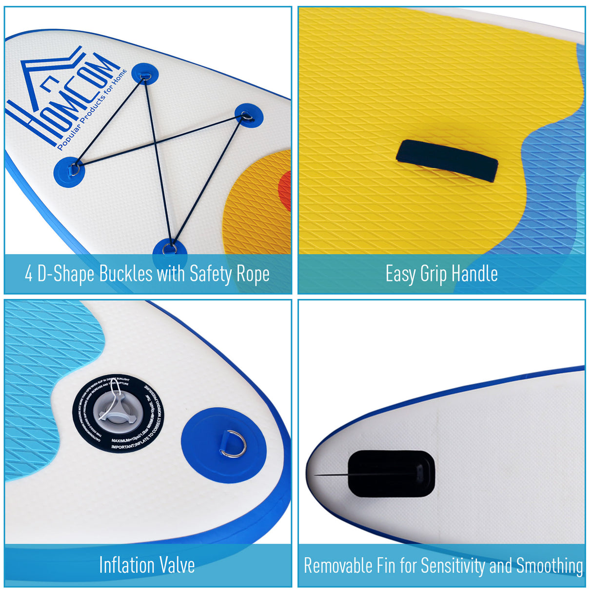 easycomfort easycomfort tavola gonfiabile sup stand up paddle con pagaia regolabile blu 305x76x10cm