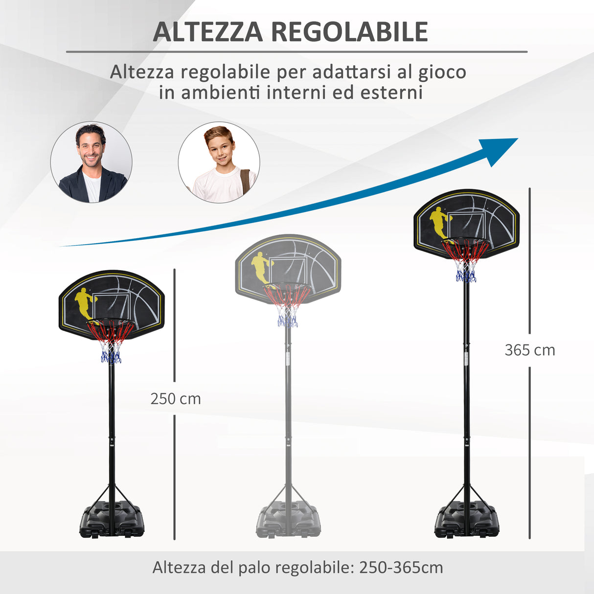 easycomfort easycomfort canestro da basket altezza regolabile in acciaio con base