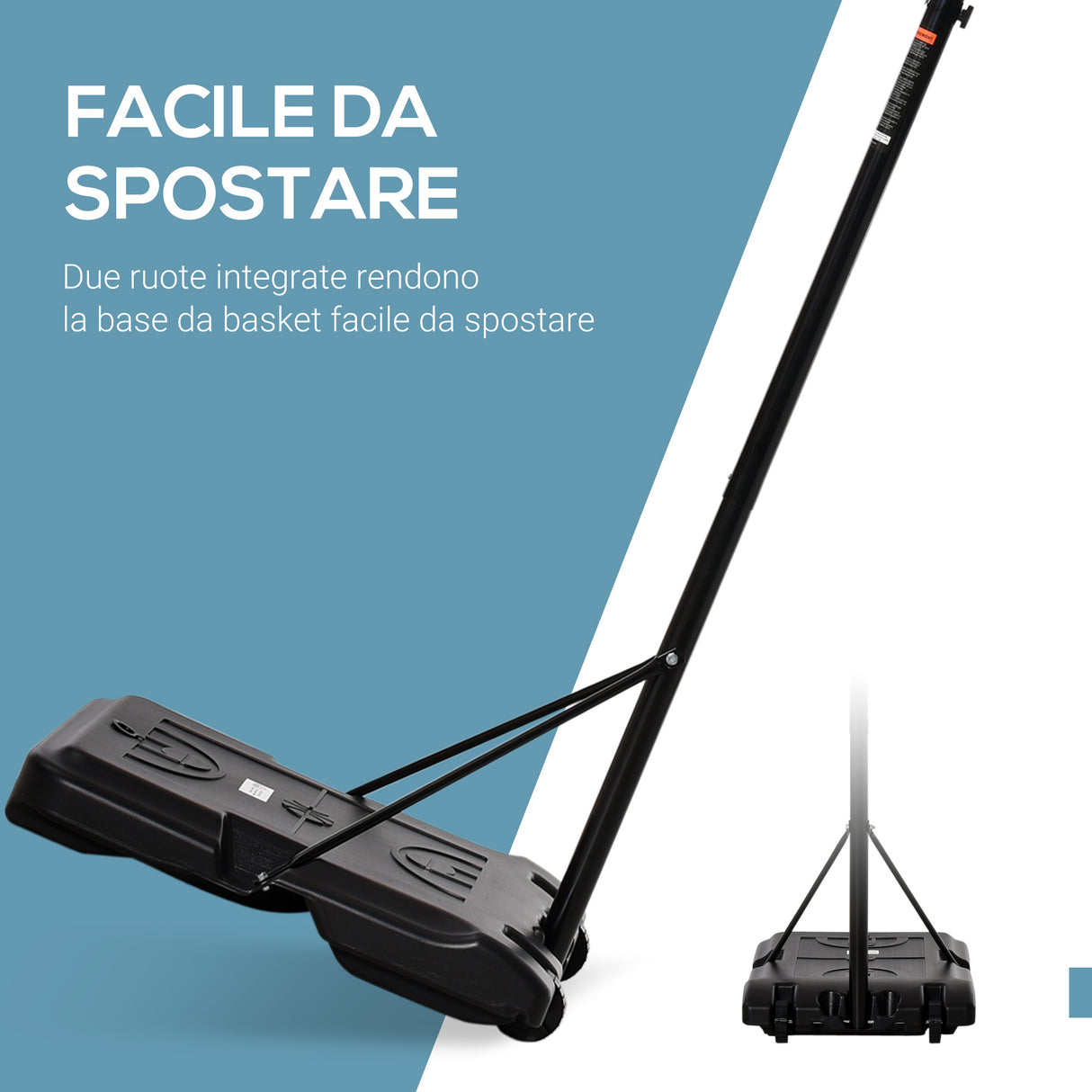 easycomfort canestro basket altezza regolabile 5 livelli 175 215cm struttura metallo con ruote nero