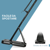 easycomfort canestro basket in acciaio regolabile in altezza e portatile con tabellone e ruote 107x70cm nero e rosso