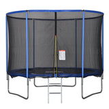 easycomfort tappeto elastico per bambini e adulti con rete e bordo imbottito giochi da giardino e casa 305x248cm blu e nero