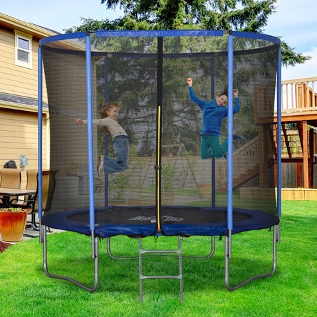 easycomfort easycomfort tappeto elastico per bambini e adulti con rete e bordo imbottito giochi da giardino e casa 244x240cm blu e nero ean 8054144139517