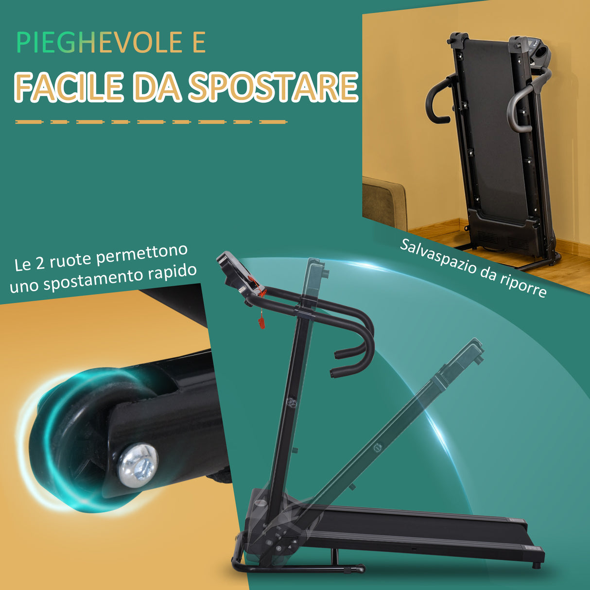easycomfort easycomfort tapis roulant elettrico pieghevole con display lcd velocita 0 8 10kmh e 3 programmi potenza 500w 123x62x117cm nero