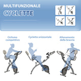 easycomfort easycomfort cyclette pieghevole 2 in 1 resistenza magnetica regolabile 8 livelli bici da fitness con sensore di frequenza cardiaca elastici per braccia schermo lcd volano 2 5kg grigio