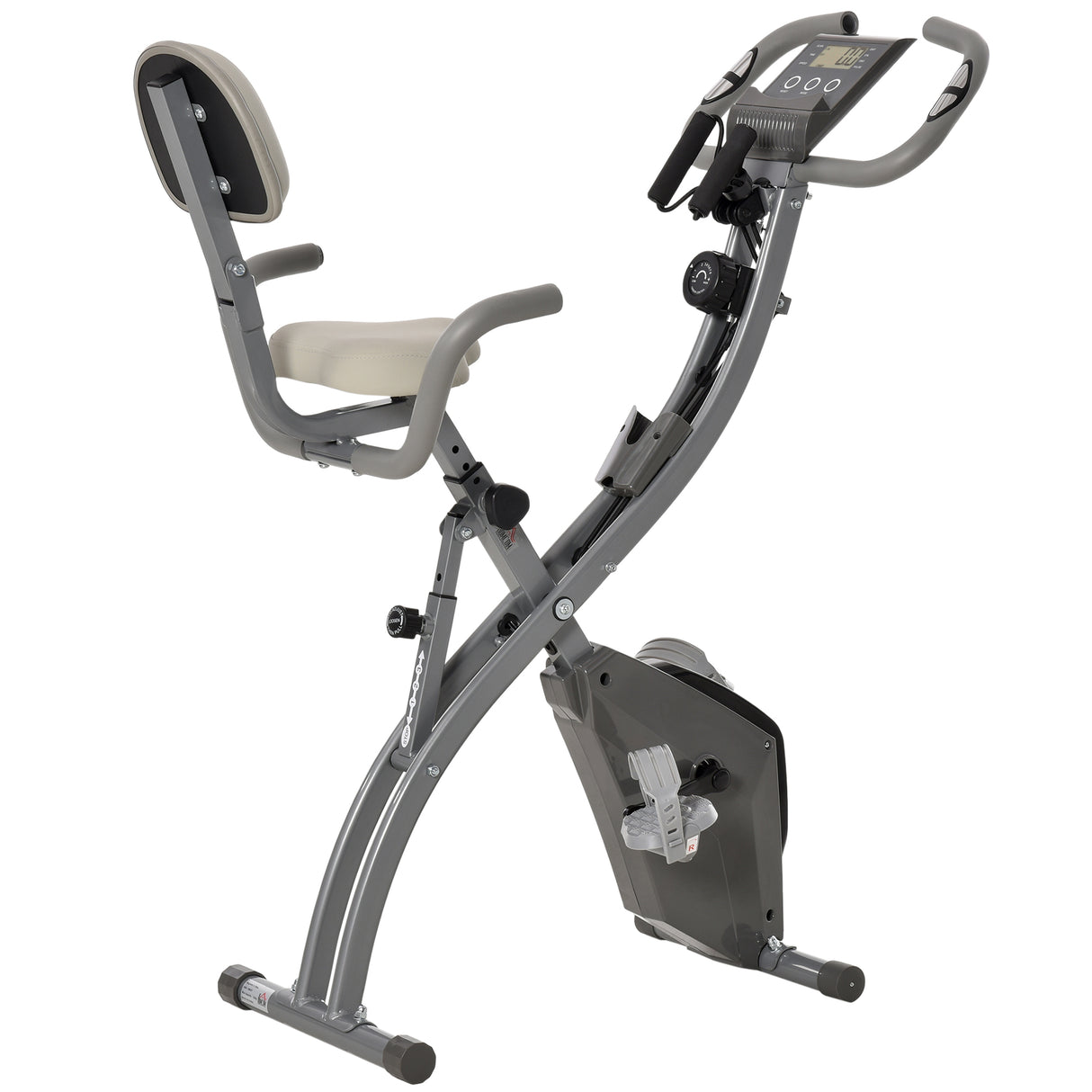easycomfort easycomfort cyclette pieghevole 2 in 1 resistenza magnetica regolabile 8 livelli bici da fitness con sensore di frequenza cardiaca elastici per braccia schermo lcd volano 2 5kg grigio