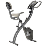 easycomfort easycomfort cyclette pieghevole 2 in 1 resistenza magnetica regolabile 8 livelli bici da fitness con sensore di frequenza cardiaca elastici per braccia schermo lcd volano 2 5kg grigio