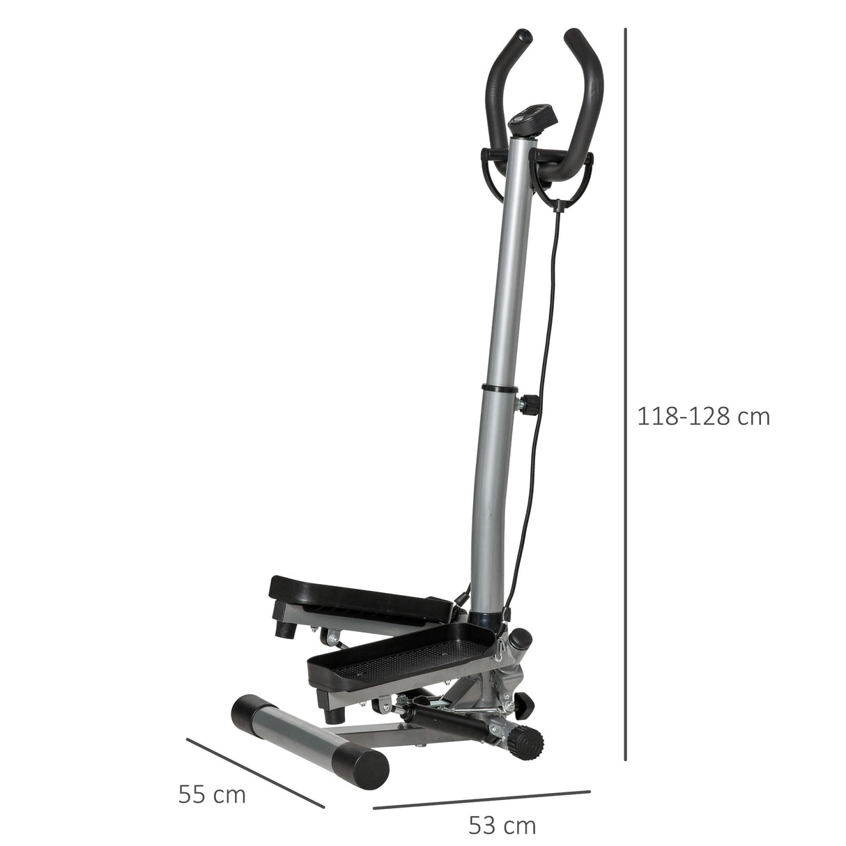 easycomfort easycomfort stepper con manubrio regolabile monitor lcd ed elastici 55x53x118 128cm nero