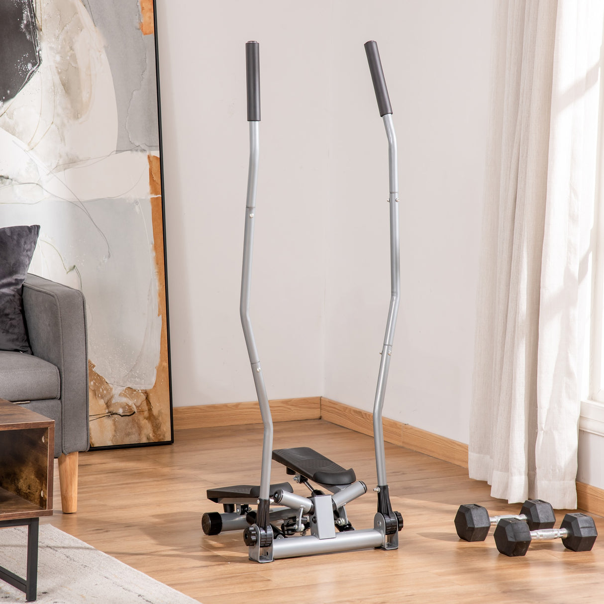easycomfort easycomfort stepper maniglie step fitness con monitor lcd per casa e palestra argento