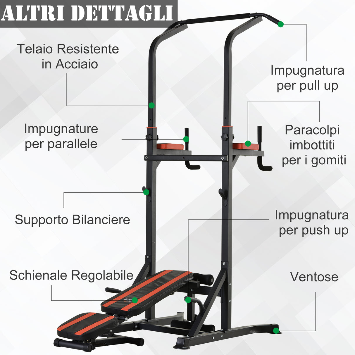 easycomfort easycomfort stazione di allenamento pieghevole multifunzionale in acciaio rosso e nero