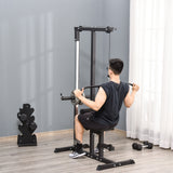 easycomfort easycomfort stazione fitness pull down da casa con panca e cavo regolabile in acciaio 107x120x190cm nero