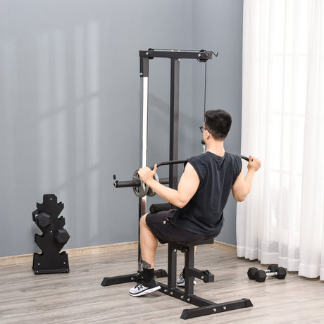 easycomfort easycomfort stazione fitness pull down da casa con panca e cavo regolabile in acciaio 107x120x190cm nero