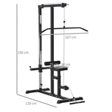 easycomfort easycomfort stazione fitness pull down da casa con panca e cavo regolabile in acciaio 107x120x190cm nero