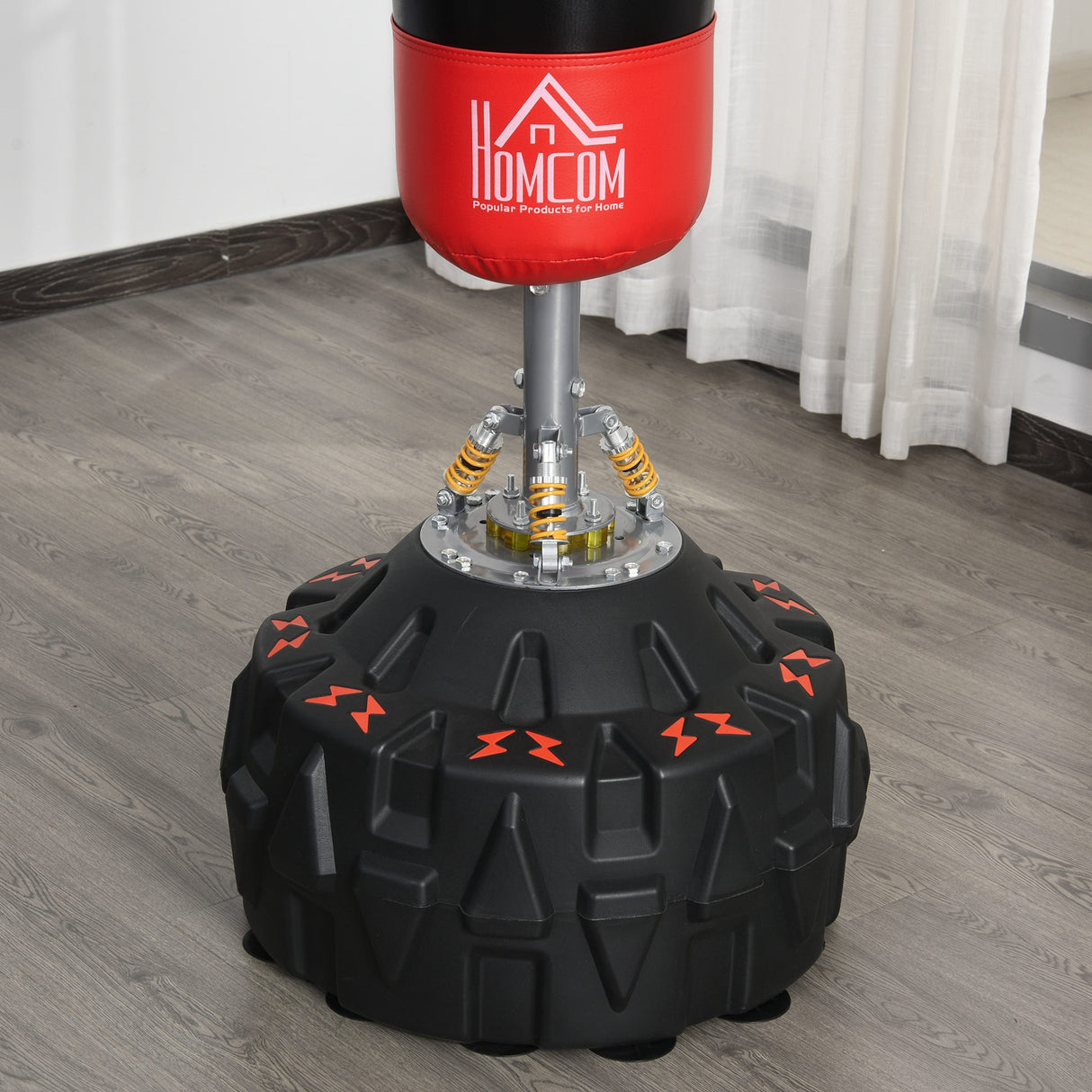easycomfort easycomfort sacco boxe da terra con supporto per allenamento professionale a casa o in palestra nero e rosso 60 x 180 cm