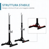 easycomfort set 2 rack porta bilanciere in acciaio ganci con altezza regolabile capacita 110kg 55x57x105 170cm nero